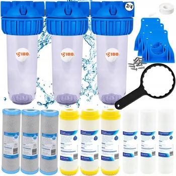 Filtrace vody Sada Ibo Třínásobný potrubní filtr na vodu 3/4" 9 vložek 1 l