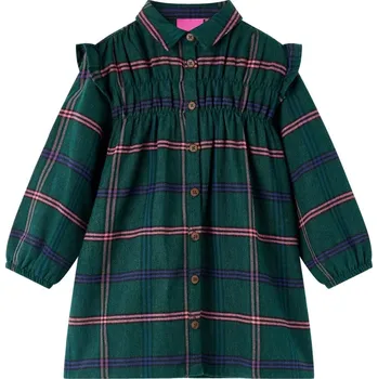 Dívčí šaty vidaXL Dětské šaty s dlouhým rukávem a volánky tmavě zelené 140 [14418]