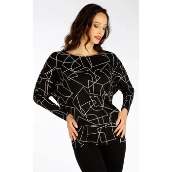 Dámské tričko Dámské volné triko LITEX černé s béžovým vzorem M
