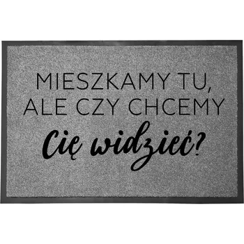 Rohožka ŠEDÁ VSTUPNÍ ROHOŽKA DO DOMU DEKORATIVNÍ DÁREK BYDLÍME ALE 60X40