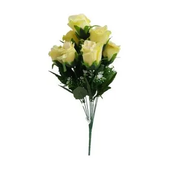 umělá květina Kytice růže s přízdobou, žlutá JH046 žlutá