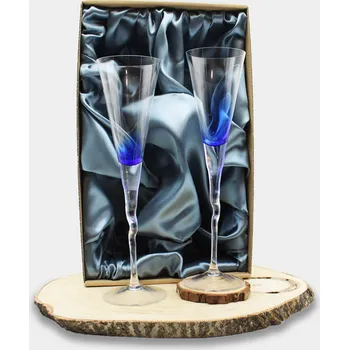 Svatební dekorace Svatební číše PRAVUM modrá Zdobení: Jméno a datum + kamínky