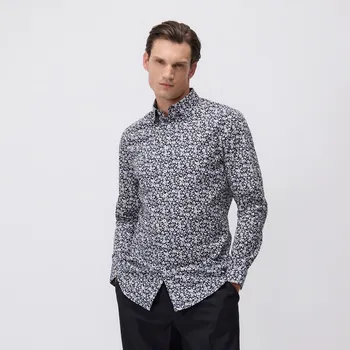 Pánská košile Reserved - Košile slim fit s drobným květinovým potiskem - tmavomodrá - 117GT-59P - 117GT-59P-M