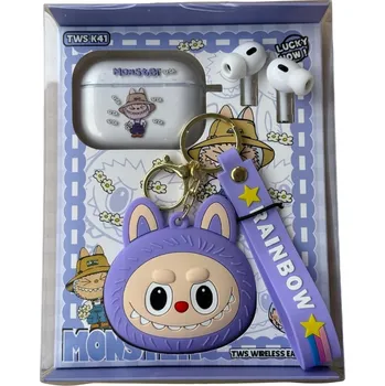 Sluchátka Bezdrátová sluchátka Labubu gumový fialový