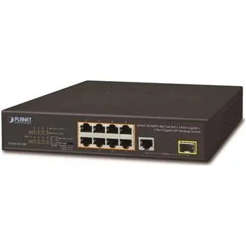 Switch Planet FGSD-1011HP Switch, 8x 10/100 PoE, 1x TP + 1x SFP 1000Base-X, extend mód 10Mb, ESD, 802.3at 120W, fanless