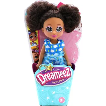 Panenka Dreameez mini panenka v kornoutku, brunetka s modrými šaty