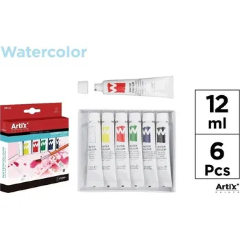 Výtvarná barva Sada akvarelových barev Artix, Main Paper 6x12ml