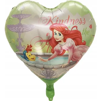 Balónek Fóliový balónek s motivem z pohádky Malá mořská víla Ariel, srdce, 45 cm