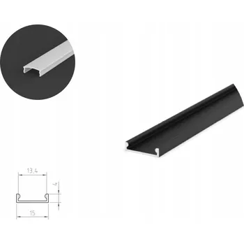 LED osvětlení LED PROFIL POVRCHOVÝ 1M ČERNÝ + MLÉČNÉ KRYTÍ