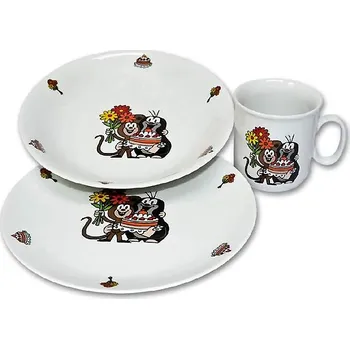 Sada nádobí soupr. 3díl. KRTEK a dort, fólie, děts.jídel.CAIRO,český porc.,fólie