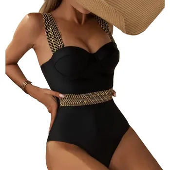 Dámské plavky SNM jednodílné plavky černé barvy, velikost XL