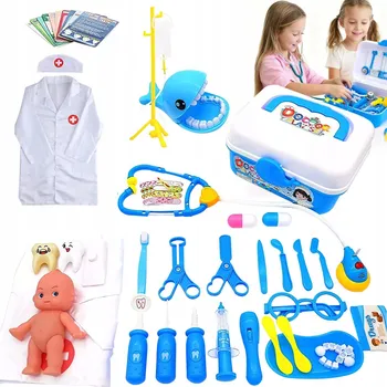 Hra na doktory LÉKAŘSKÁ SADA PRO DĚTI LÉKAŘ DOKTOR V KUFRU STETOSKOP