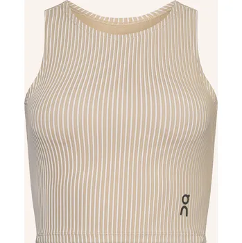 On Dámský Cropped Top All-Day Ribbed Crop, béžová / bílá, 34