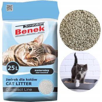 Podestýlka pro kočku SUPER BENEK Hrudkující Bentonitové stelivo stelivo pro kočky Kompaktní 25l