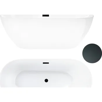 Vana AQUAUNO VOLNĚ STOJÍCÍ VANA 170x80 cm ČERNÁ ZÁTKA A PŘEPAD