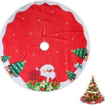 Koberec PODLOŽKA / KOBEREC POD VÁNOČNÍ STROMEK ČERVENÝ VZOR MIKULÁŠ 120 cm KULATÝ