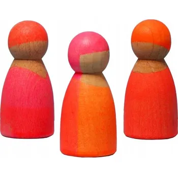 Dřevěná hračka Dřevěné Stavebnice Figurky pro děti 3 ks Montessori Neonově Pink 12m+ GRIMM'S