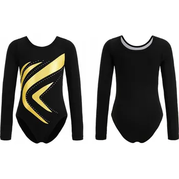 Body BALETNÍ/GYMNASTICKÝ DRES ZLATÝ PRO TANEC, BALET, GYMNASTIKU VEL. 130