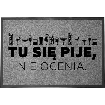 Rohožka ŠEDÁ VSTUPNÍ ROHOŽKA DO DOMU DEKORATIVNÍ DÁREK TADY SE PIJE 60X40cm