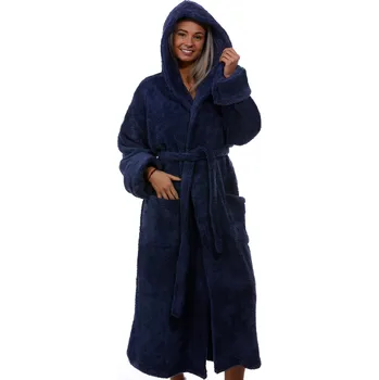 Dámský župan Modrý huňatý župan pro ženy na kojení do porodnice 1z1005 modrá xxl