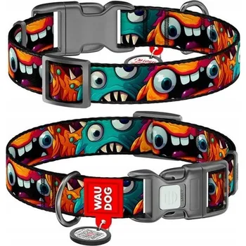 Obojek pro psa WAUDOG Nylonový obojek s QR kódem Zubaté Příšery XXL 35mm 46-70cm