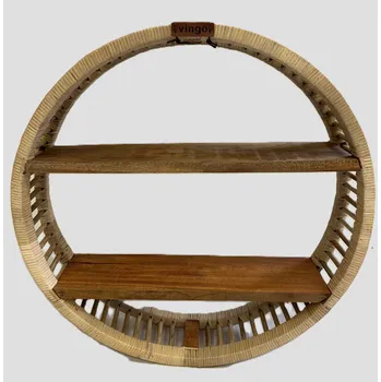 police Vingo Kulatá ratanová závěsná police, 60 cm, 13 cm hloubka