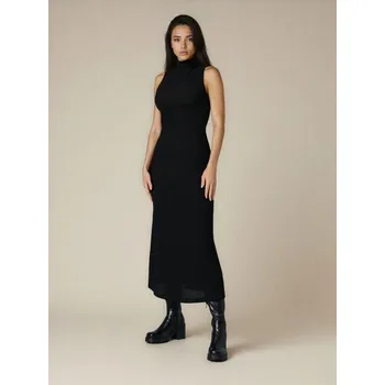 Dámské šaty Sinsay - Žebrované maxi šaty s polorolákem - černá - 071IQ-99X - 071IQ-99X-XS