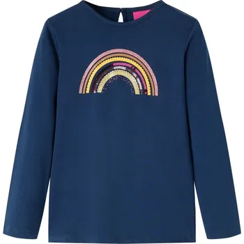 Dětská móda vidaXL Dětské tričko s dlouhým rukávem 128 [14282] Barva: Námořnická modrá