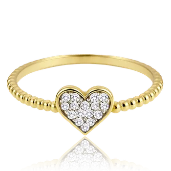 Prsten Olivie MINET Zlatý prsten srdíčko s bílými zirkony Au 585/1000 Velikost prstenu:: 52, Hmotnost (g): 1,1