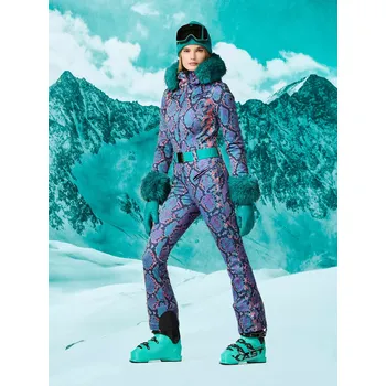 Dětská móda Dámská lyžařská kombinéza Goldbergh Zafira Faux Fur Snake Turchese