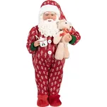 Vánoční figurka Santa Claus v pyžamu s plyšovým medvídkem – 22x19x45 cm