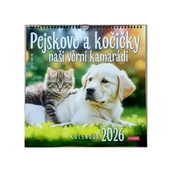 Kalendář Nástěnný kalendář 2026 Pejskové a kočičky 33x33