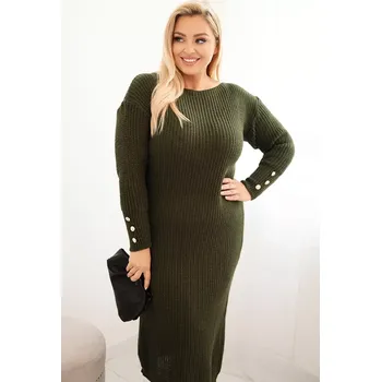 Dámské šaty Kesi Włoski Dámská pletená šaty Plus Size s mohair khaki Kesi Włoski kaki 3430028