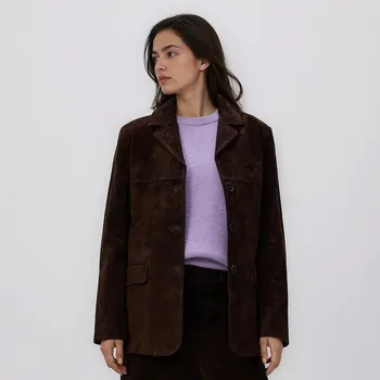 Dámské sako Reserved - Kožený blejzr - tmavě hnědá - YS464-89X - YS464-89X-S