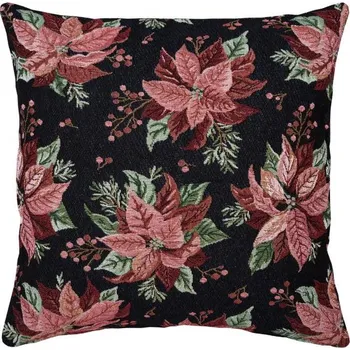 Polštář SCANquilt povlak MOTIV vánoční hvězdy černočervená 45 x 45 cm