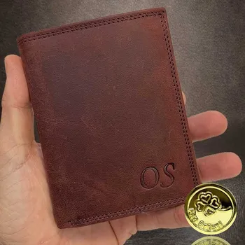 Na přání monogram zdarma. Famózní barva kůže peněženky Vyberte variantu: bez jakékoliv úpravy + Akce - zlatá mince Pro štěstí ZDARMA