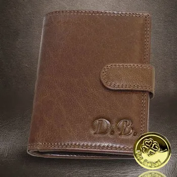Peněženka Pánská kožená peněženka ROYAL LEATHER na výšku s monogramem | Pravá kůže Vyberte variantu: bez jakékoliv úpravy + Akce - zlatá mince Pro štěstí ZDARMA