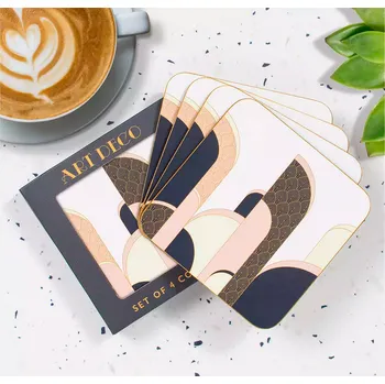 Podtácek Leonardo, Anglie Leonardo - Korkové podložky pod skleničky Art Deco 4 ks - 10,5*10,5 cm