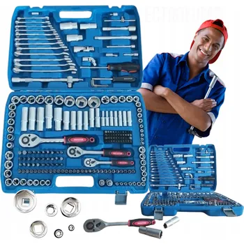 Gola sada Sada nástrčných klíčů, bitů, 216 dílů, 1/4", 3/8", 1/2", ráčna s přepínáním směru