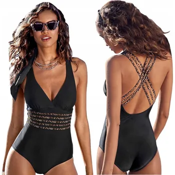 Dámské plavky SNM jednodílné plavky černé barvy, velikost L