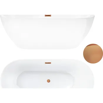 Vana AQUAUNO VOLNĚ STOJÍCÍ VANA 170x80 cm MĚDĚNÁ ZÁTKA A PŘEPAD