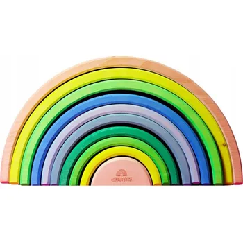 Dřevěná hračka Dřevěná duha Grimm's pro děti - dřevěné stavebnice Montessori 10 dílů Neon