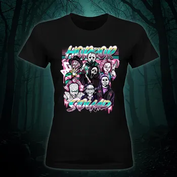Dámské tričko - Horror squad Barva: Černá, Velikost: XL, Střih: Dámské