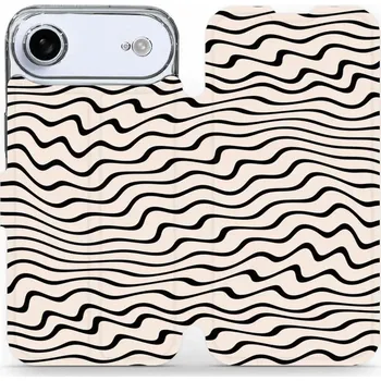 Pouzdro na mobilní telefon Flipové pouzdro Mobiwear - Apple iPhone Air - VA62S Vlnky na béžové (Knížkové flip pouzdro, obal, kryt na mobil Apple iPhone Air - VA62S Vlnky na béžové, materiál Umělá kůže + TPU - ochrana 360°, stojánek, silikonová vanička, magnetické zavírání)