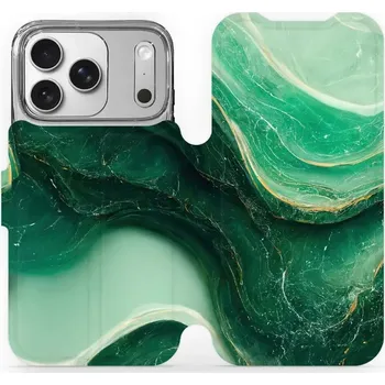 Pouzdro na mobilní telefon Flipové pouzdro Mobiwear - Apple iPhone 17 Pro - VP38S Zelený mramor (Knížkové flip pouzdro, obal, kryt na mobil Apple iPhone 17 Pro - VP38S Zelený mramor, materiál Umělá kůže + TPU - ochrana 360°, stojánek, silikonová vanička, magnetické zavírání)