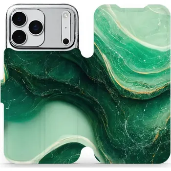 Pouzdro na mobilní telefon Flipové pouzdro Mobiwear - Apple iPhone 17 Pro Max - VP38S Zelený mramor (Knížkové flip pouzdro, obal, kryt na mobil Apple iPhone 17 Pro Max - VP38S Zelený mramor, materiál Umělá kůže + TPU - ochrana 360°, stojánek, silikonová vanička, magnetické zavírání