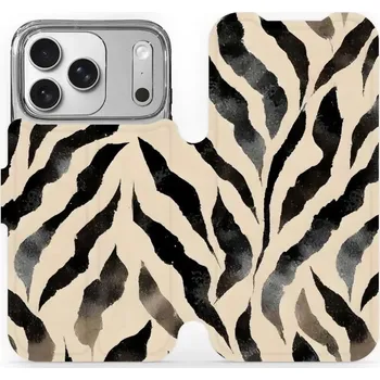 Pouzdro na mobilní telefon Flipové pouzdro Mobiwear - Apple iPhone 17 Pro - VA53S Zebří (Knížkové flip pouzdro, obal, kryt na mobil Apple iPhone 17 Pro - VA53S Zebří, materiál Umělá kůže + TPU - ochrana 360°, stojánek, silikonová vanička, magnetické zavírání)