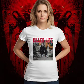 Dámské tričko - Killer Life Michael Barva: Bílá, Velikost: XL, Střih: Dámské