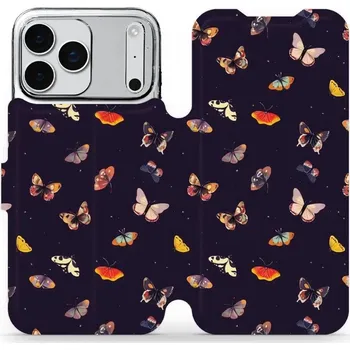 Pouzdro na mobilní telefon Flipové pouzdro Mobiwear - Apple iPhone 17 Pro Max - VP78S Barevní motýlci (Knížkové flip pouzdro, obal, kryt na mobil Apple iPhone 17 Pro Max - VP78S Barevní motýlci, materiál Umělá kůže + TPU - ochrana 360°, stojánek, silikonová vanička, magnetické)