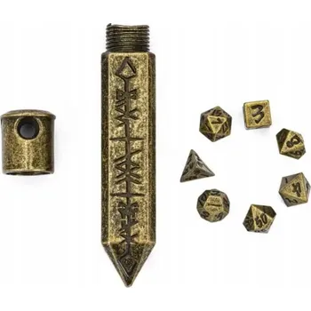 Přívěsek Přívěsek na náhrdelník se sadou malých 7 kovových kostek zlaté barvy D4-20 RPG